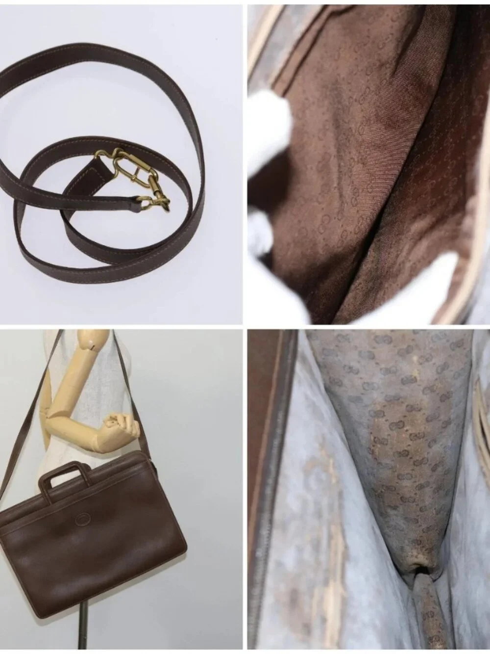 GUCCI Business Bag Leather 2way Brown Auth ep8518